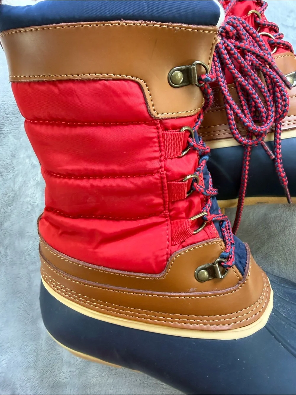 Lands' End Kids Red, Navy & Women’s Brown Waterproof Winter Boots 10